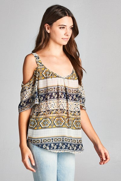 Cold shoulder boho on sale tops
