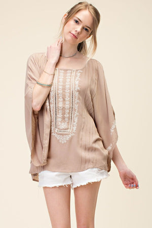 Embroidered Top - Mocha 50% Off!